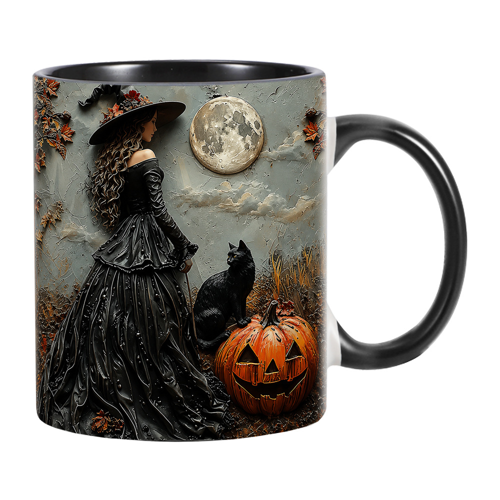 Coffee Tea Festival - ハロウィン パンプキン ウィザード セラミックマグ、コーヒーティーカップ、ホームホリデー用ドリンクウェア装飾、男性女性向けフェスティバルギフト