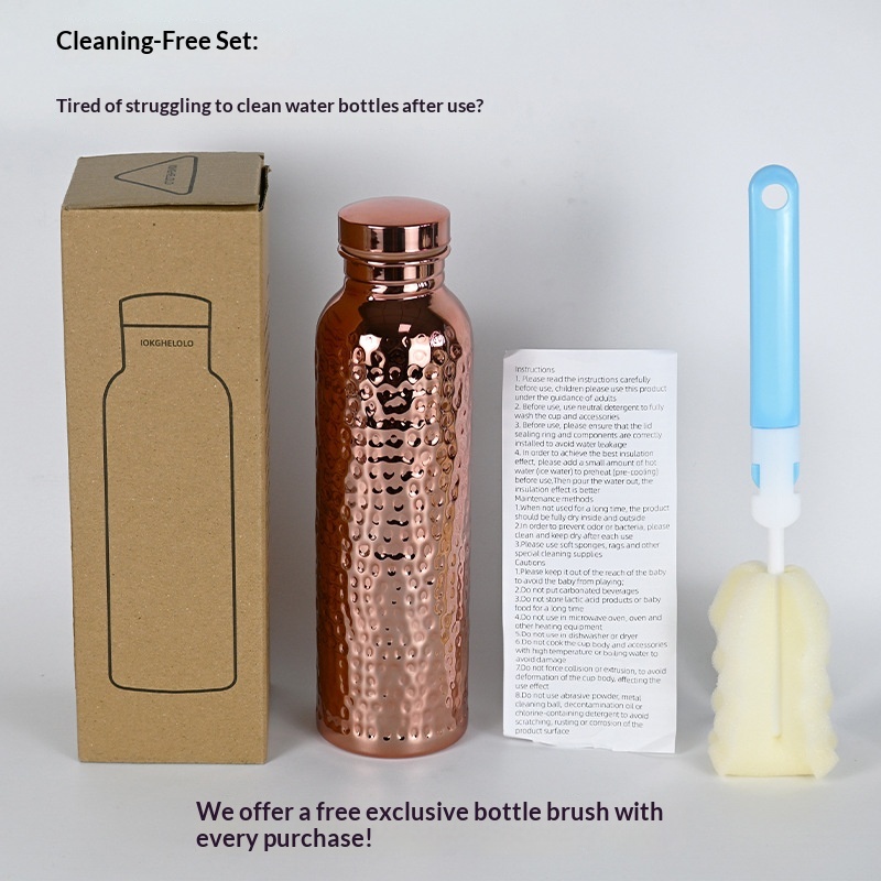 Cold Brew Jar - 800ml銅メッキ水差し、槌目模様の手作り冷たい飲み物用ピッチャー