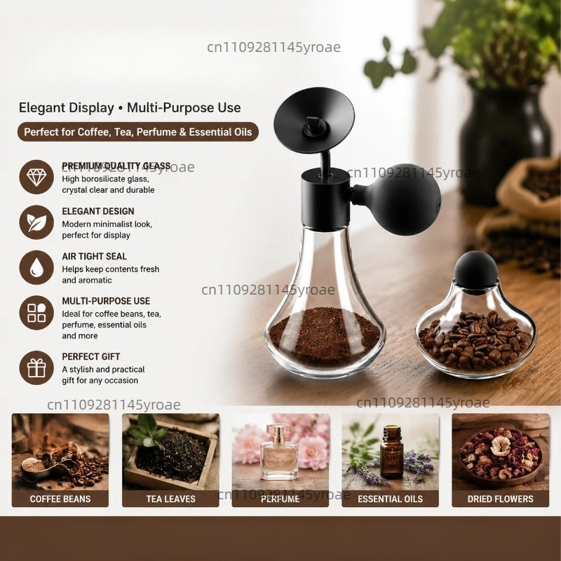 Coffee Tea & Hot Chocolate - ガラス製アロマサンプルボトル コーヒー豆 茶 香水 エッセンシャルオイル ディスプレイジャー