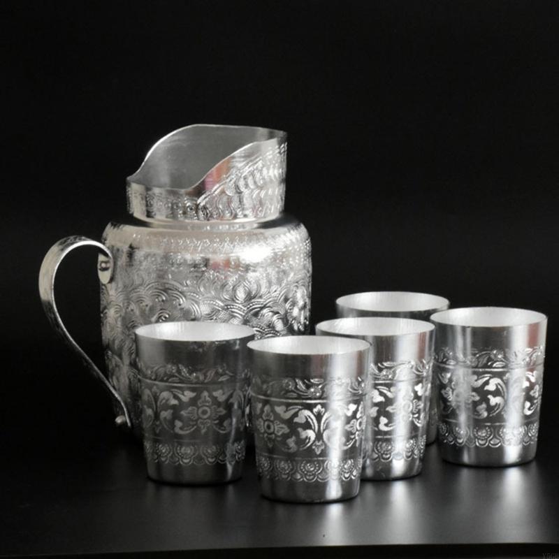 Coffee Tea Thai - タイスタイルの錫カップタイの伝統的なデザインのドリンクカップポータブル積み重ね可能なウォーターカップコーヒージュースビール飲料 Y5GB