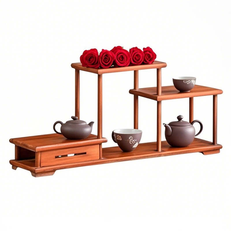 Coffee Tea For Plants - 木製ミニチュア装飾ラックコーヒーティーセット台座置物ディスプレイスタンド花瓶植木鉢仕分けテーブル植物ログ棚