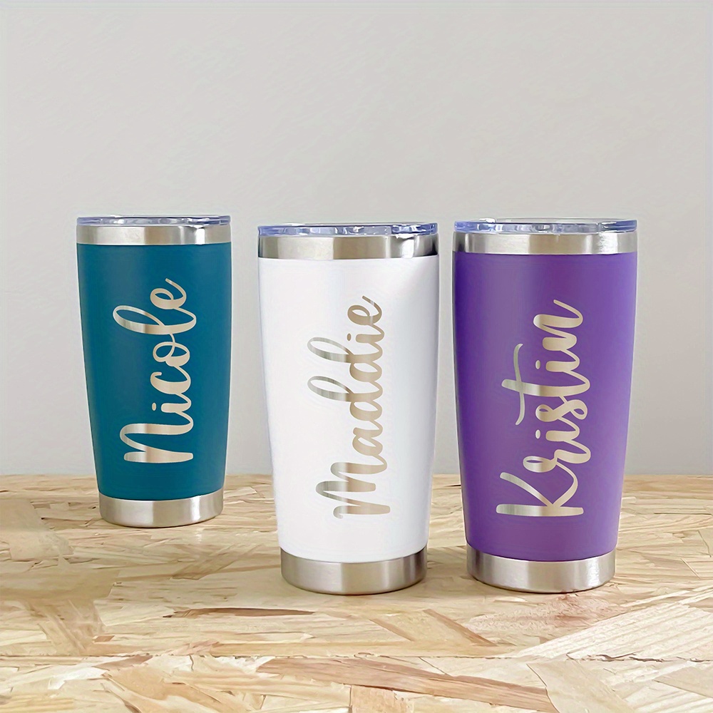 Coffee Tea Name - 名前入り20オンスステンレススチールタンブラー、カスタム刻印ハートスクリプト断熱トラベルコーヒーカップ、漏れ防止カーマグギフト