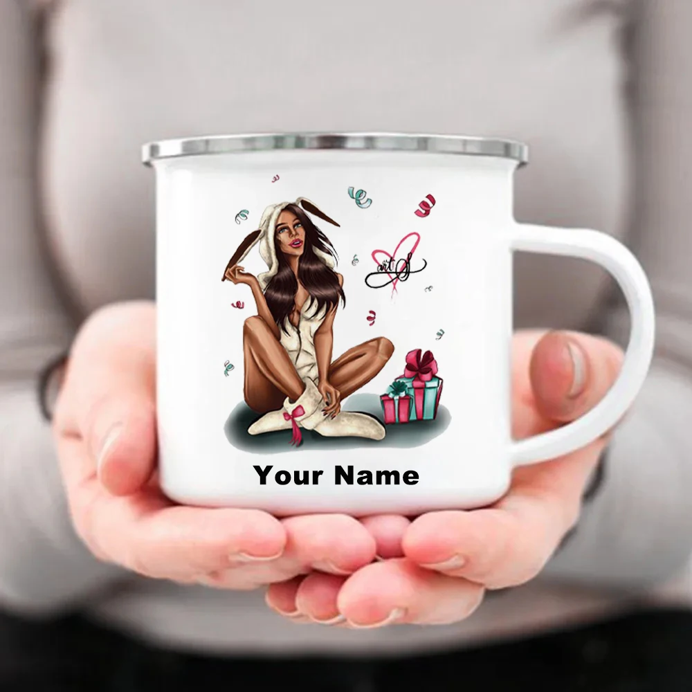 Coffee Tea Name - あなたの名前が書かれたカスタムエナメルマグ、ギフト用のプリントメタルマグ、コーヒーマグ、ティーカップ、珍しい