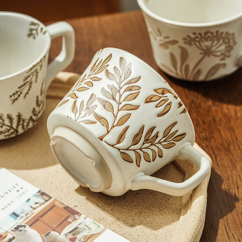 Coffee Tea For Plants - クリエイティブセラミックマグ手描き花植物磁器コーヒーカップ朝食ミルク北欧スタイルアフタヌーンティーカップドリンクウェア