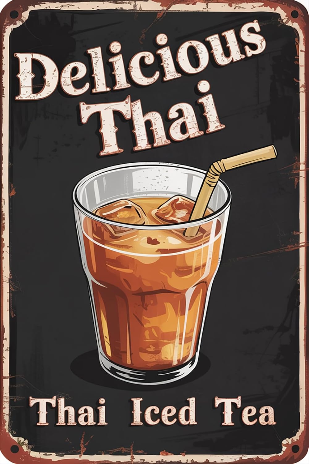 Coffee Tea Thai - 面白いヴィンテージメタルティンサイン 素敵なタイ風アイスティーサイン レトロな壁飾り ホーム レストラン コーヒーパブ