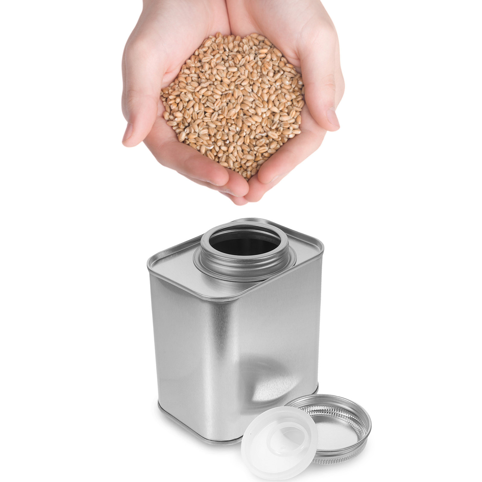 Coffee Tea Canister Set - 4個入り、密閉性の高いブリキ製保存容器セット。コーヒー豆、紅茶、キャンディーなどの食品を保存するのに最適。蓋付き。