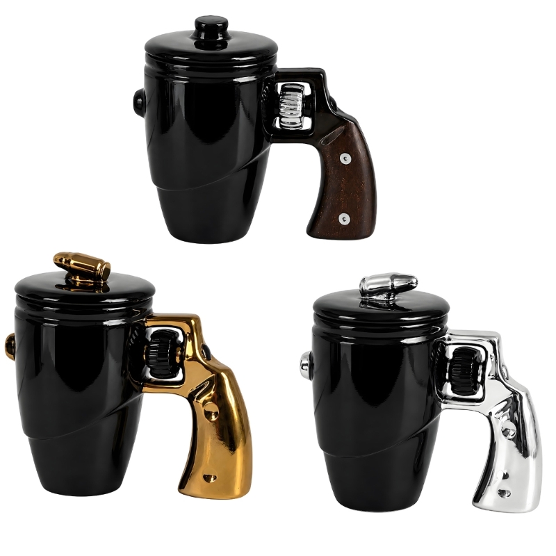 Coffee Tea Break - 蓋付きコーヒーカップ、ティーブレイク用クリエイティブデスクカップ、オフィステーブル、棚、日常使用用の大胆なハンドルディテール 87HA