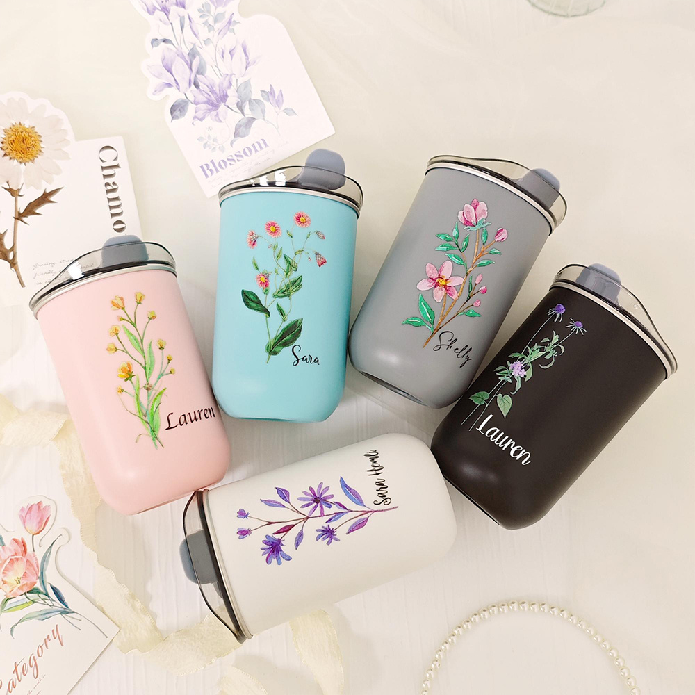 カスタムバースフラワー ステンレススチールタンブラー フリッ - Coffee Tea Name のレビューと価格