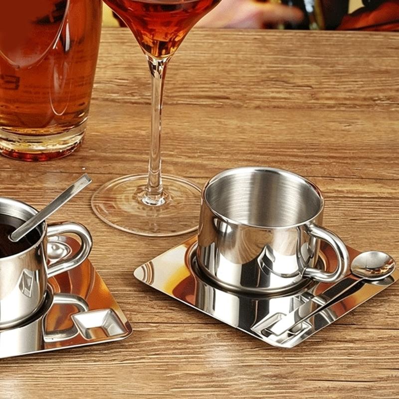 毎日の飲料ルーチン用の金属製コーヒーカップセット、家庭用テー - Coffee Tea Break のレビューと価格