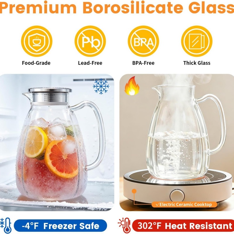 JUSTINLAU 2.2L/74oz 高硼珪酸ガラス製冷水 - Cold Brew Jar のレビューと価格