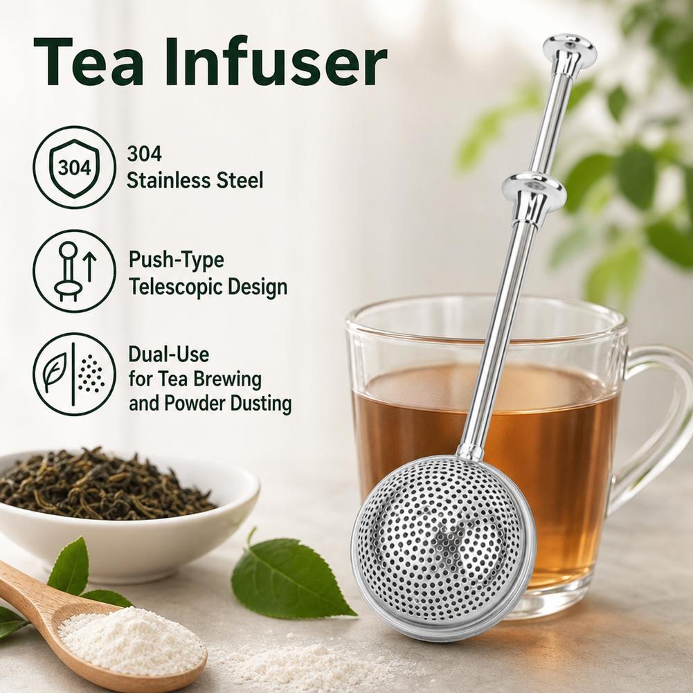 片手操作パウダーダスター 304ステンレススチール製スプリン - Coffee Tea Infusion のレビューと価格