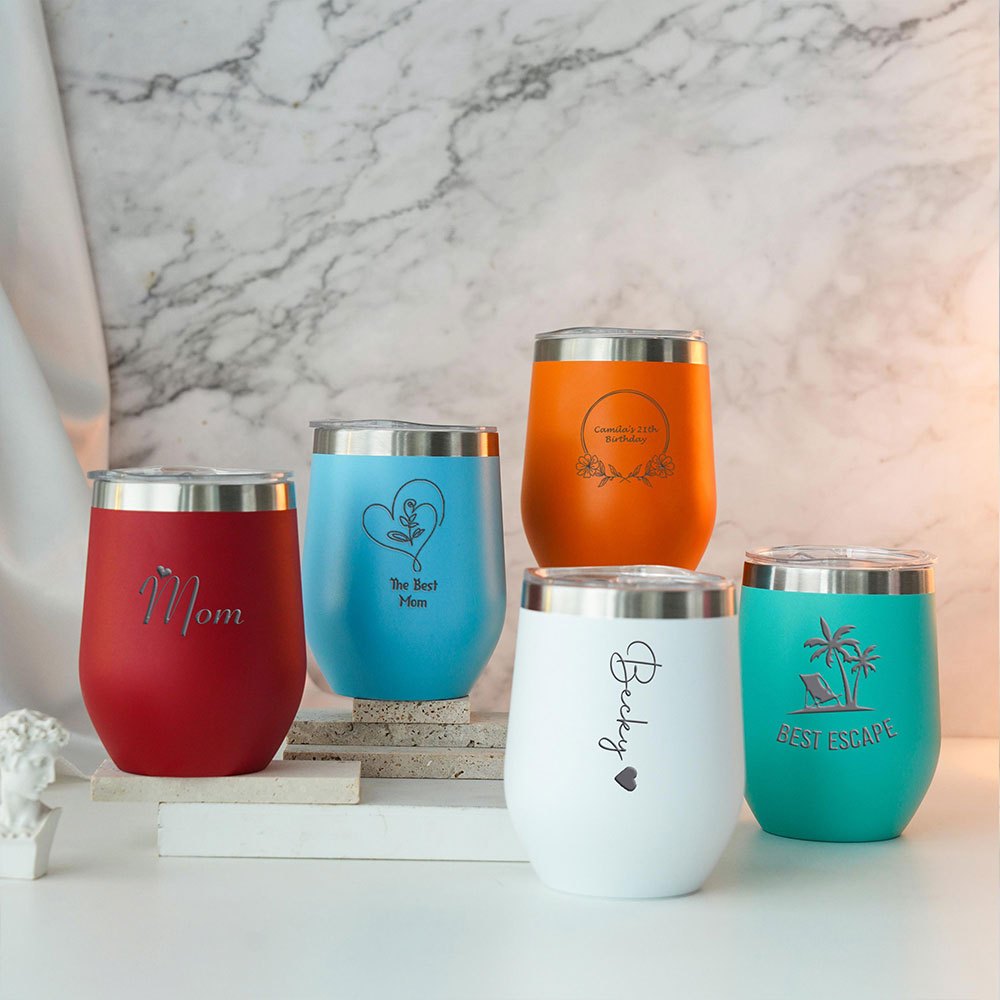 カスタムネーム入りハート型ステンレススチールワインタンブラー - Coffee Tea Name のレビューと価格