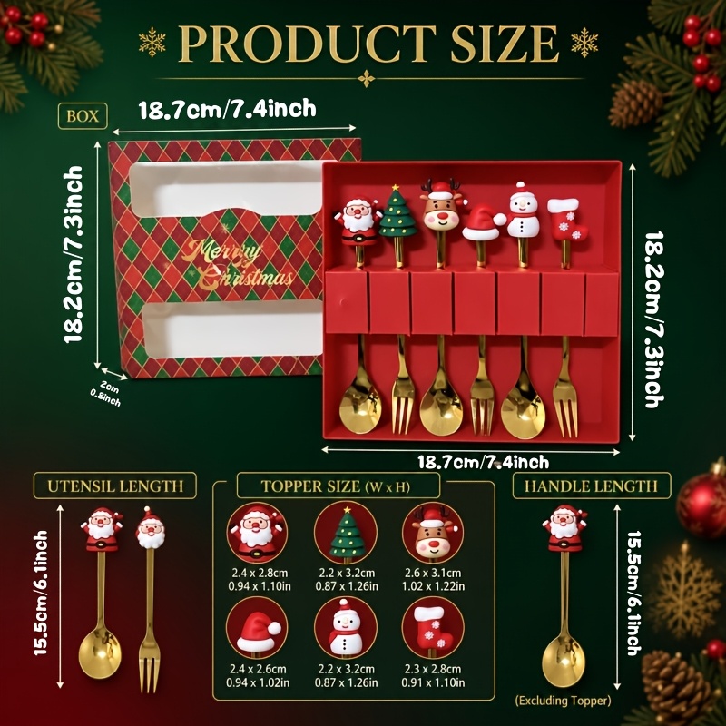 6本セットのクリスマス柄スプーン＆フォークセット。ギフトボッ - Coffee Tea Festival のレビューと価格