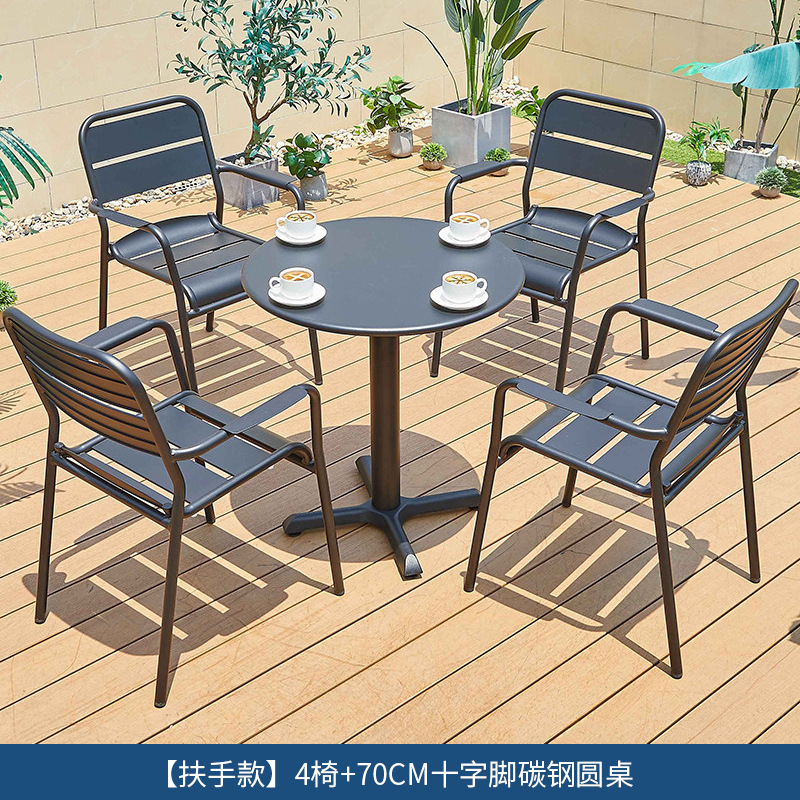 北欧風屋外ヴィラテラスの金属製テーブルと椅子、雨よけ・日よけ - Coffee Tea Break のレビューと価格