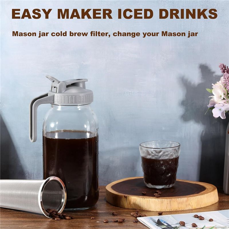 ABUH製、注ぎ口付きの蓋が付いたコールドブリューコーヒーフ - Cold Brew Jar のレビューと価格