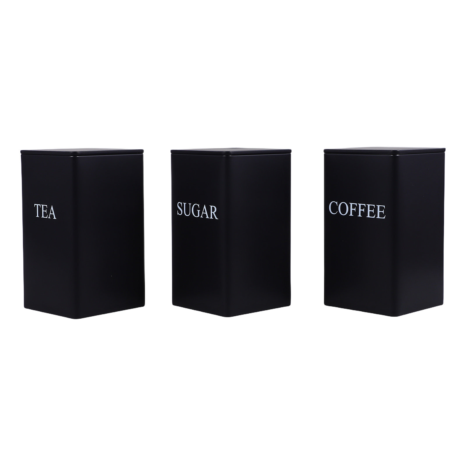 3個入り、キッチン収納用金属製キャニスター、黒色、コーヒー、 - Coffee Tea Canister Set のレビューと価格