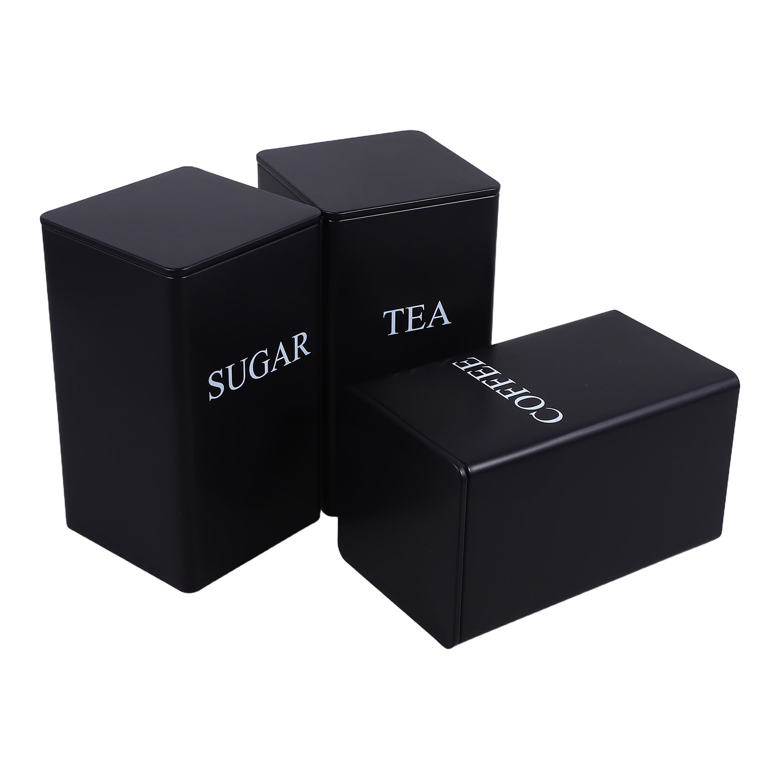 3個入り、キッチン収納用金属製キャニスター、黒色、コーヒー、 - Coffee Tea Canister Set のレビューと価格
