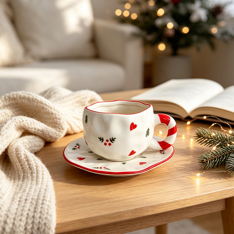 セラミックコーヒーマグ、かわいいクリスマスコーヒーカップ、手 - Coffee Tea Festival のレビューと価格