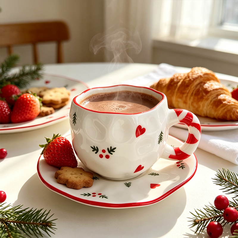 セラミックコーヒーマグ、かわいいクリスマスコーヒーカップ、手 - Coffee Tea Festival のレビューと価格