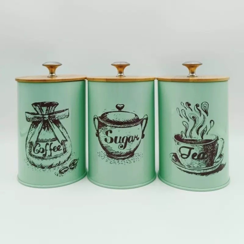 3個入り金属製コーヒーキャニスターセット 大容量 蓋付き 茶 - Coffee Tea Canister Set のレビューと価格