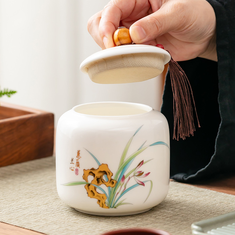 創造的な植物と花の模様が施された陶器製の茶筒。家庭用コーヒー - Coffee Tea For Plants のレビューと価格