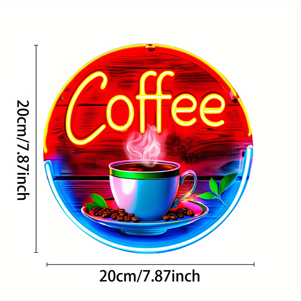 2Dフラットデザイン、1つのネオン「コーヒー」メタルウォール - Coffee Tea Name のレビューと価格