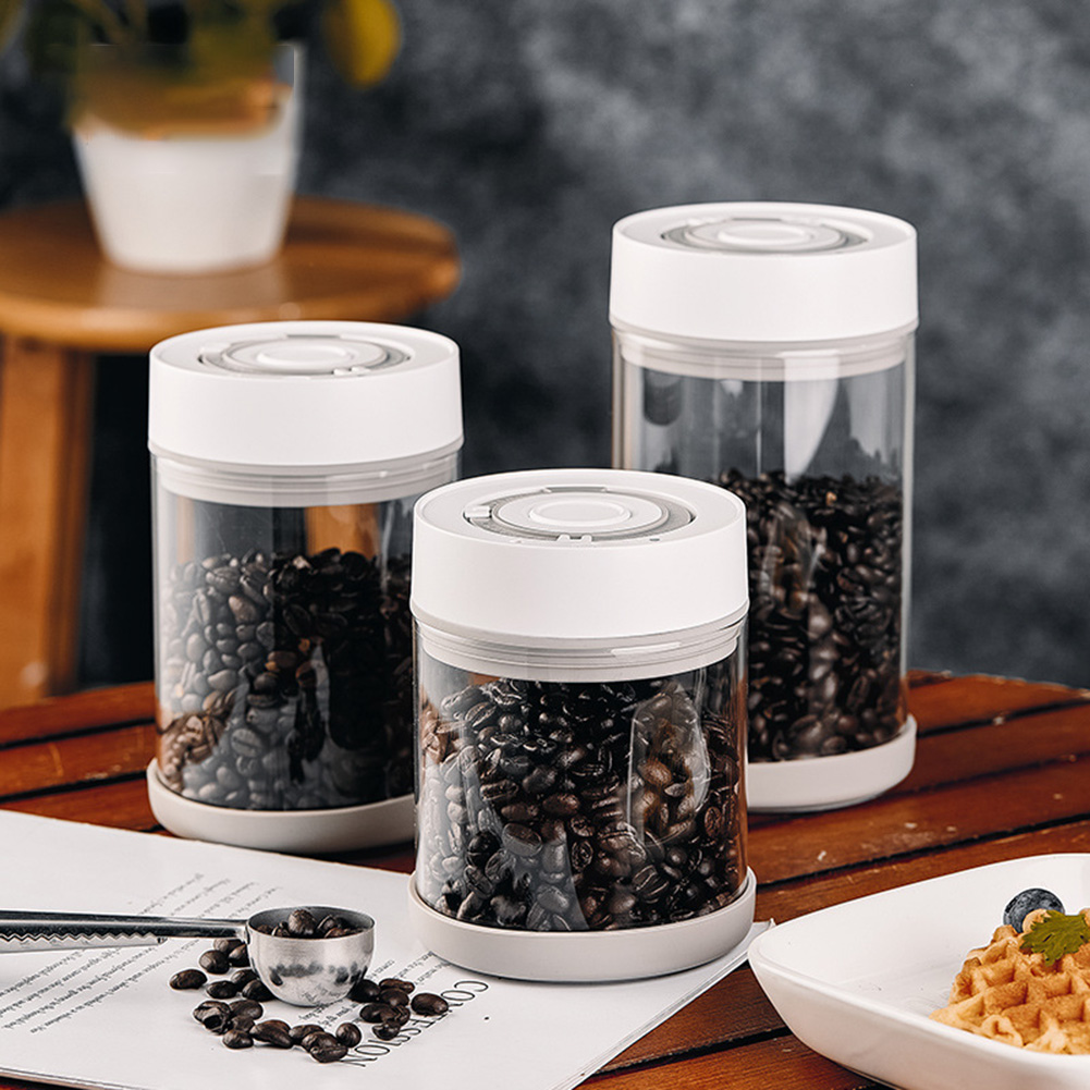 キッチン防湿ガラスコーヒー豆ジャー自動インテリジェント真空保 - Coffee Tea Canister Set のレビューと価格