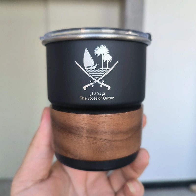1個 カタール州ロゴ入りステンレス鋼製蓋付きカップ 300m - Coffee Tea Name のレビューと価格