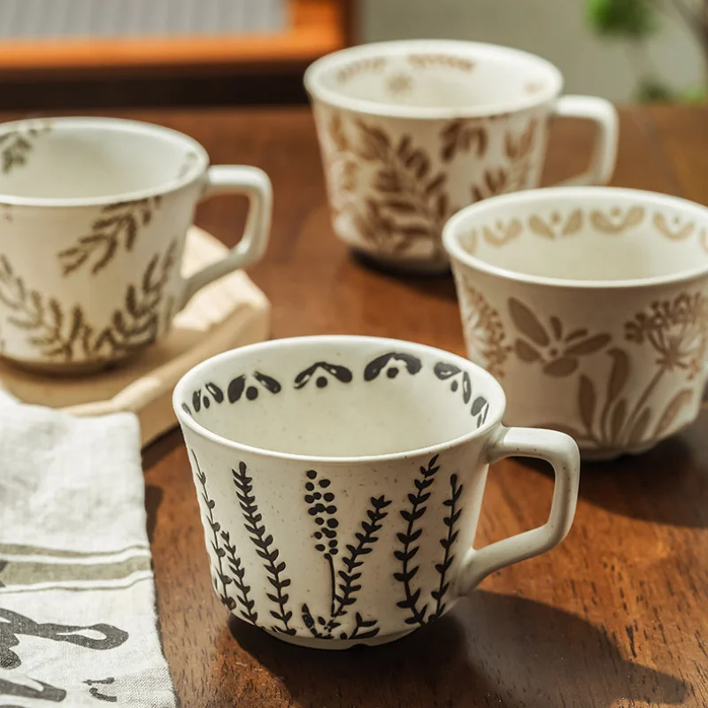 クリエイティブセラミックマグ手描き花植物磁器コーヒーカップ朝 - Coffee Tea For Plants のレビューと価格