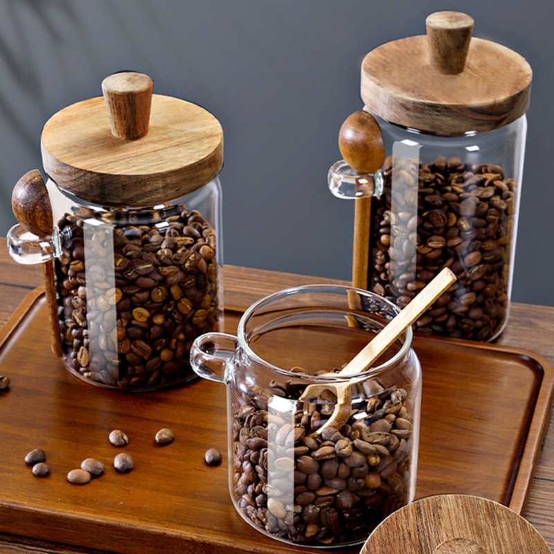 THIVN製 ガラス製コーヒー・紅茶・砂糖入れセット。13オ - Coffee Tea Canister Set のレビューと価格