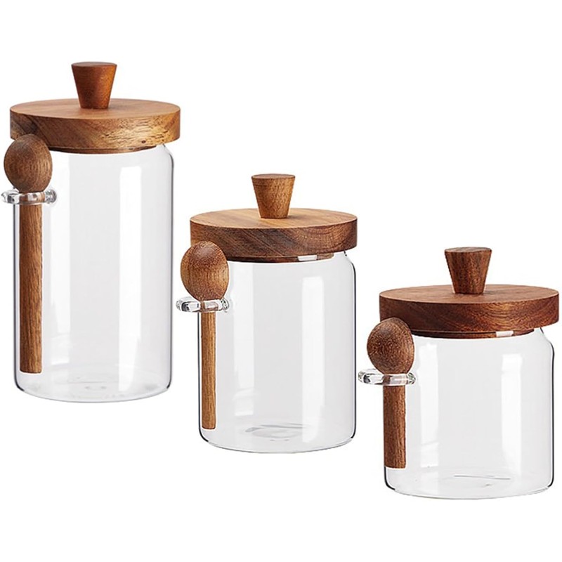 THIVN製 ガラス製コーヒー・紅茶・砂糖入れセット。13オ - Coffee Tea Canister Set のレビューと価格